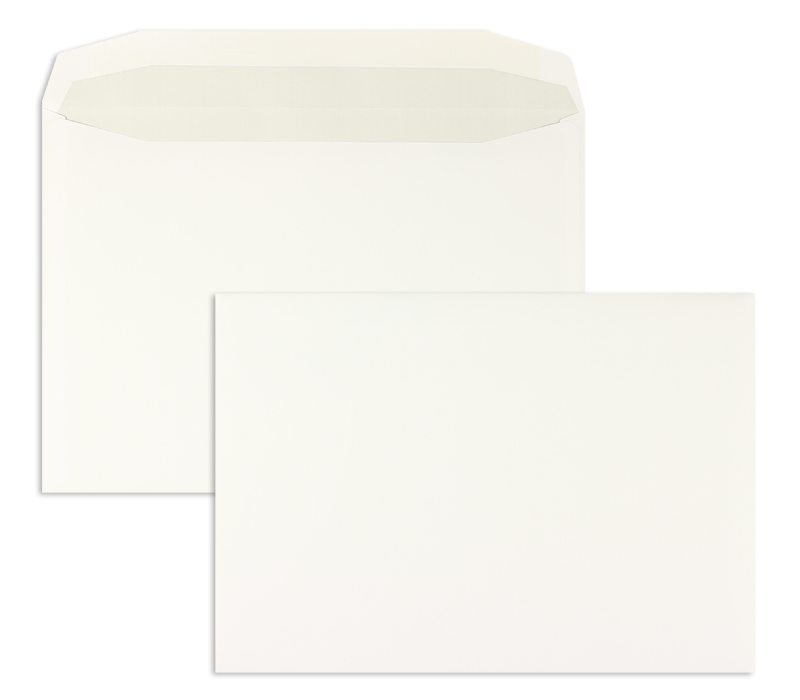 Kuvertierhüllen, weiß ~229x324mm DIN C4, 120g/qm Offset, ohne Fenster, Nassklebung, Trapezklappe, 250 Stück