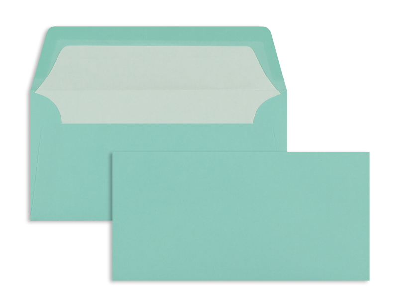 Briefumschläge blau Karibik~110x220mm DIN Lang 100g/m2 gerippt Paperado ohne Fenster Nassklebung gerade Klappe 100 Stk.