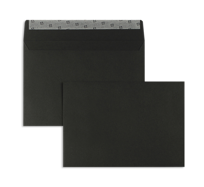 Briefumschläge, schwarz ~162x229mm DIN C5, 130g/qm Colorista, ohne Fenster, Haftklebung, gerade Klappe, 100 Stück