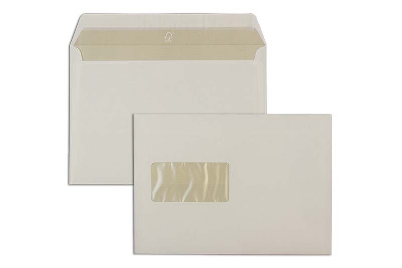 Briefumschläge weiß gelblichweiß~162x229mm DIN C5 120g/qm Munken Pure Fenster Haftklebung gerade Klappe 500 Stk.
