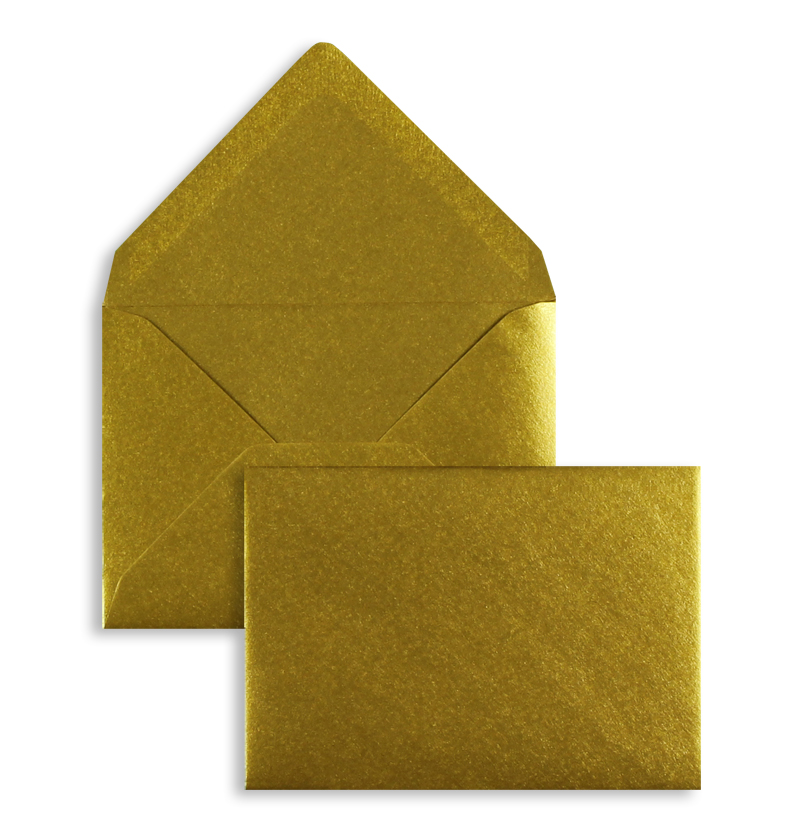 Briefumschläge, gold ~81x114mm DIN C7, 100g/qm Offset Paperado, ohne Fenster, Nassklebung, spitze Klappe, 100 Stück