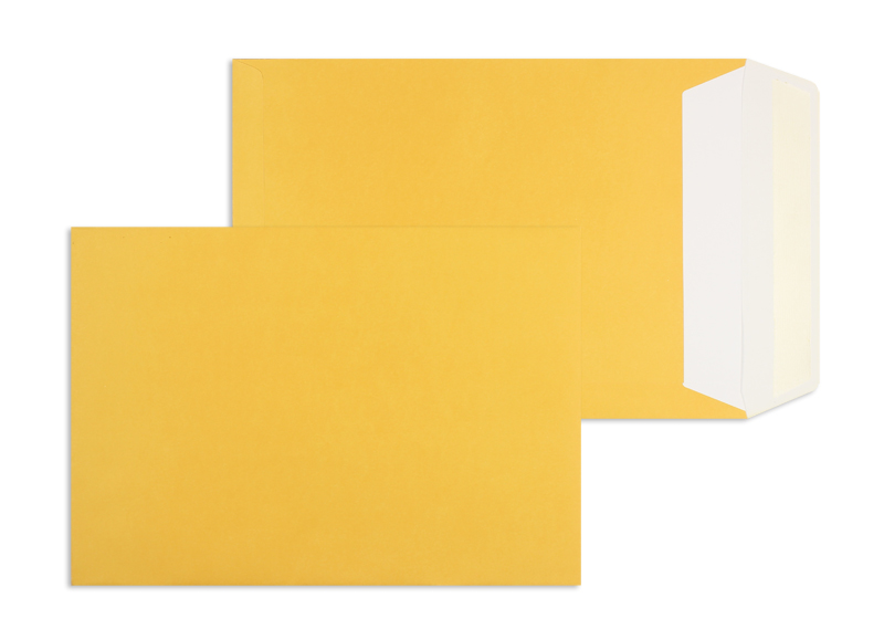 Versandtaschen, gelb Curry~229x324mm DIN C4, 120g/qm Offset, ohne Fenster, Nassklebung, gerade Klappe, 250 Stück