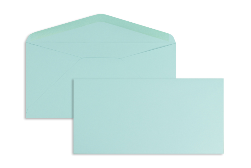 Briefumschläge, blau Lagune~110x220mm DIN Lang, 120g/qm Offset, ohne Fenster, Nassklebung, spitze Klappe, 100 Stück