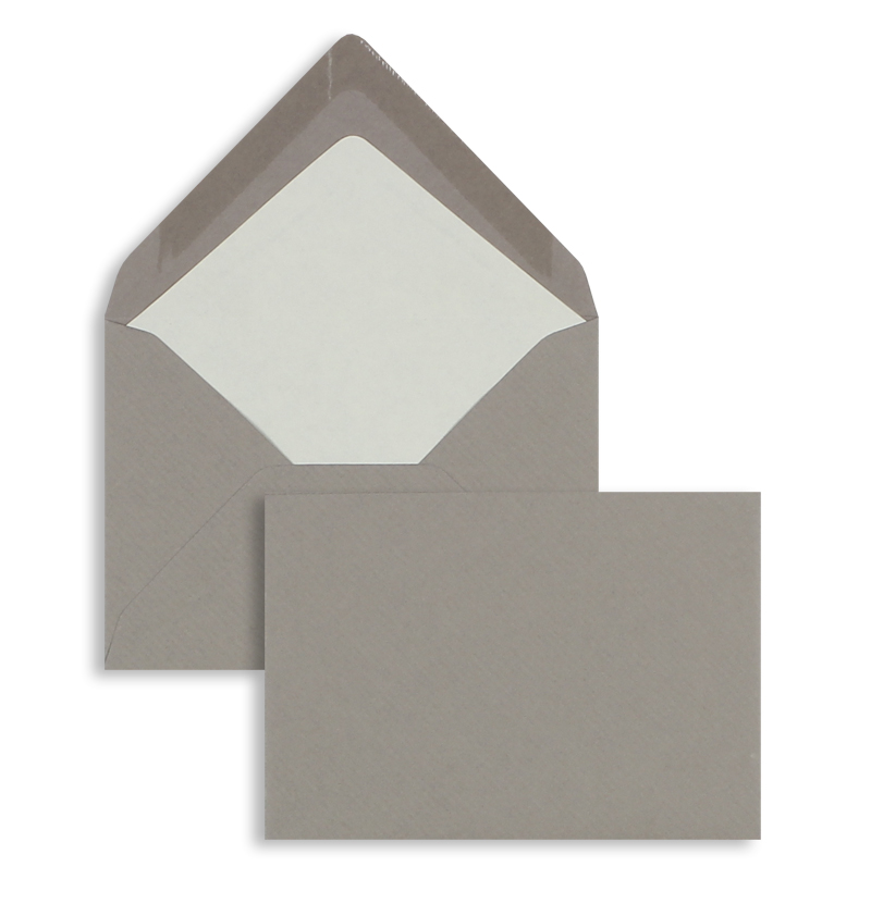 Briefumschläge grau Taupe~114x162mm DIN C6 100g/m2 gerippt Paperado ohne Fenster Nassklebung spitze Klappe 100 Stk.