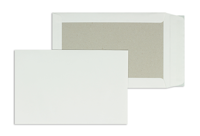 Papprückwandtaschen, weiß ~185x280mm, 120g/m2 Offset, ohne Fenster, Haftklebung, gerade Klappe, 100 Stück