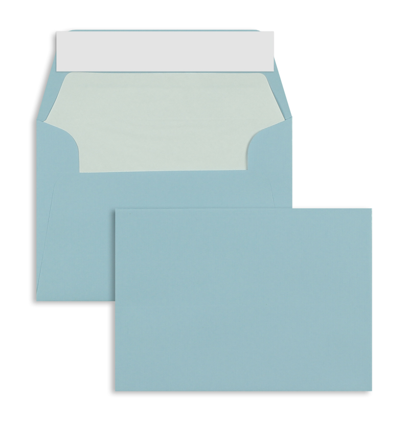 Briefumschläge blau Aqua~125x176mm DIN B6 100g/qm gerippt Paperado ohne Fenster Haftklebung gerade Klappe 100 Stk.
