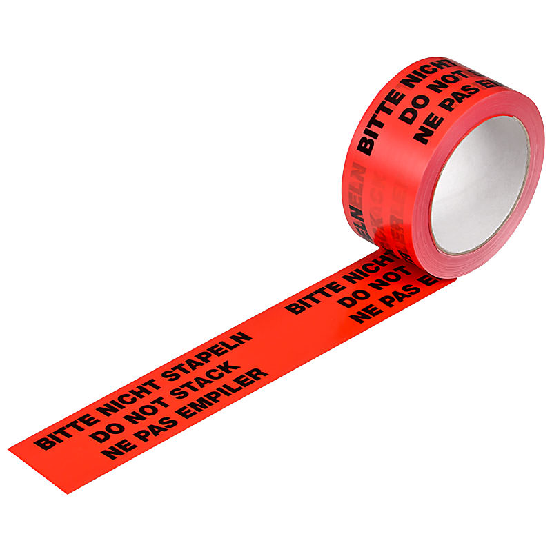 PVC-Warnband, rot, 50mmx66m, "Bitte nicht stapeln"