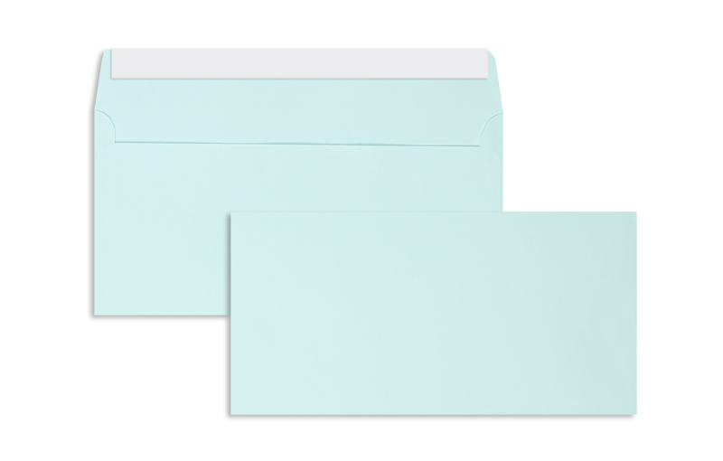 Briefumschläge blau hellblau~110x220mm DIN Lang 85 g/qm Offset ohne Fenster Haftklebung gerade Klappe 100 Stk.
