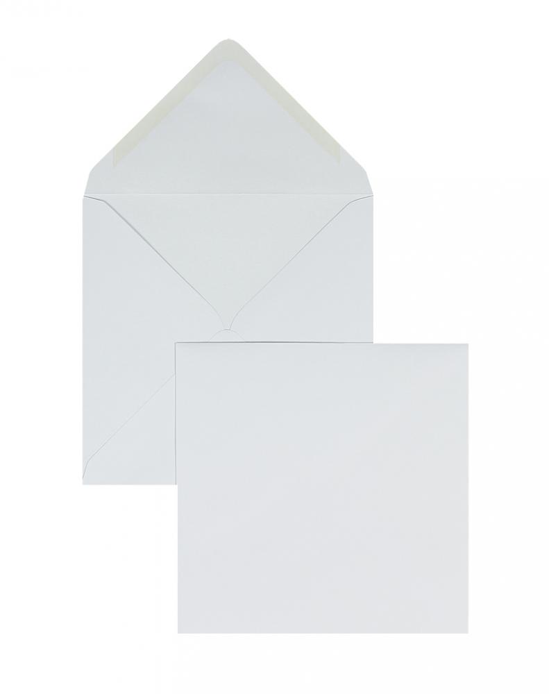Briefumschläge, weiß ~170x170mm, 90g/m2 Offset, ohne Fenster, Nassklebung, spitze Klappe, 100 Stück
