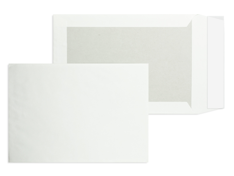 Papprückwandtaschen, weiß ~176x250mm DIN B5, 100g/qm Natron, ohne Fenster, Haftklebung, gerade Klappe, 250 Stück