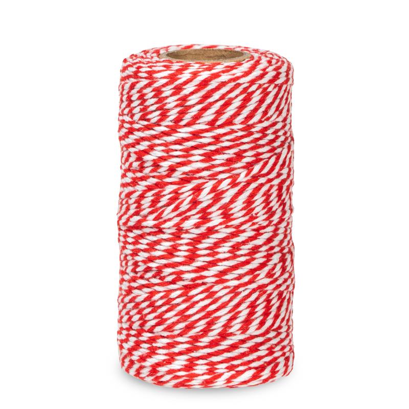 Baumwollkordel Twist Rot/Weiß, 2mmx100m