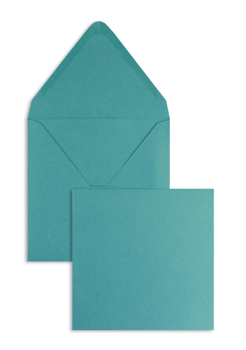 Briefumschläge blau Glamour Meerblau~140x140mm 120g/qm glänzend ohne Fenster Nassklebung spitze Klappe 100 Stk.