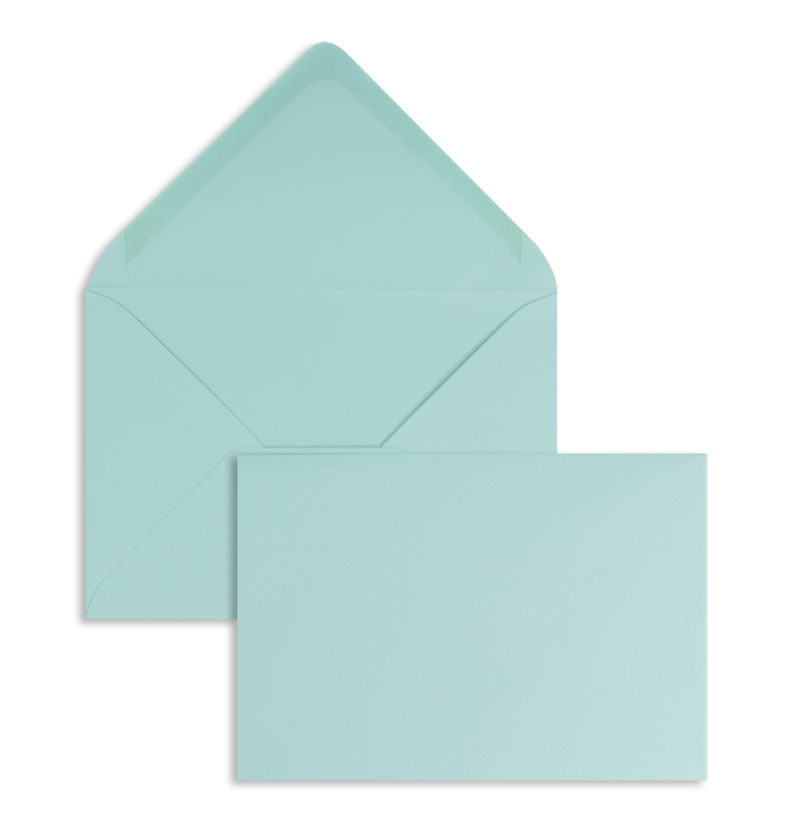 Briefumschläge, blau Lagune~81x114mm DIN C7, 120g/qm Offset, ohne Fenster, Nassklebung, spitze Klappe, 100 Stück