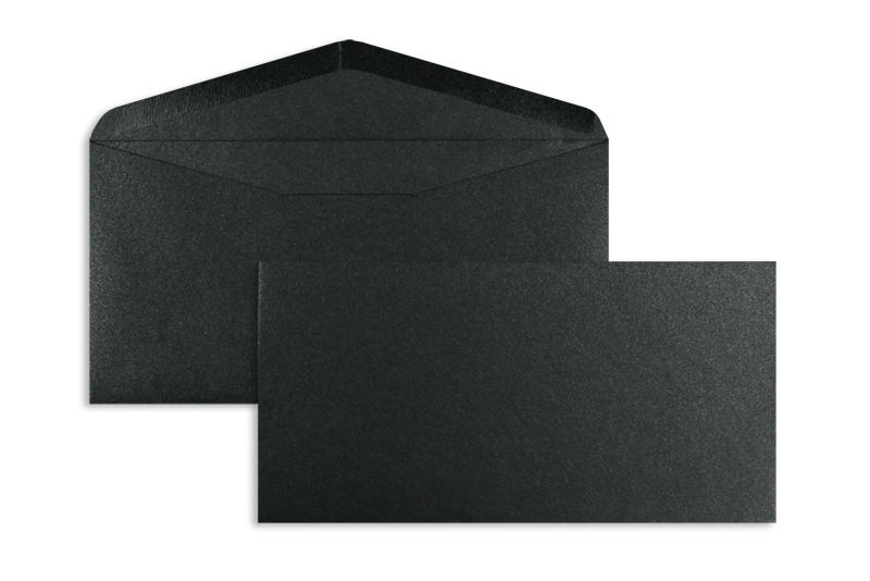 Briefumschläge schwarz Glamour schwarz~ DIN Lang 120g/m2 glänzend o. Fenster Nassklebung spitze Klappe 100 Stk.