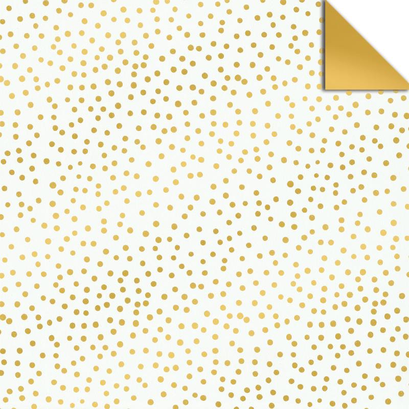 Geschenkpapier Dots, zweiseitig, Creme/Gold, 50cmx100m
