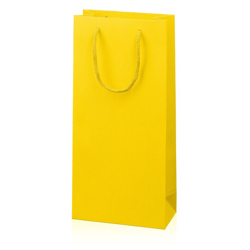 Papiertragetasche Linea Gelb mit Streifenprägung 2er