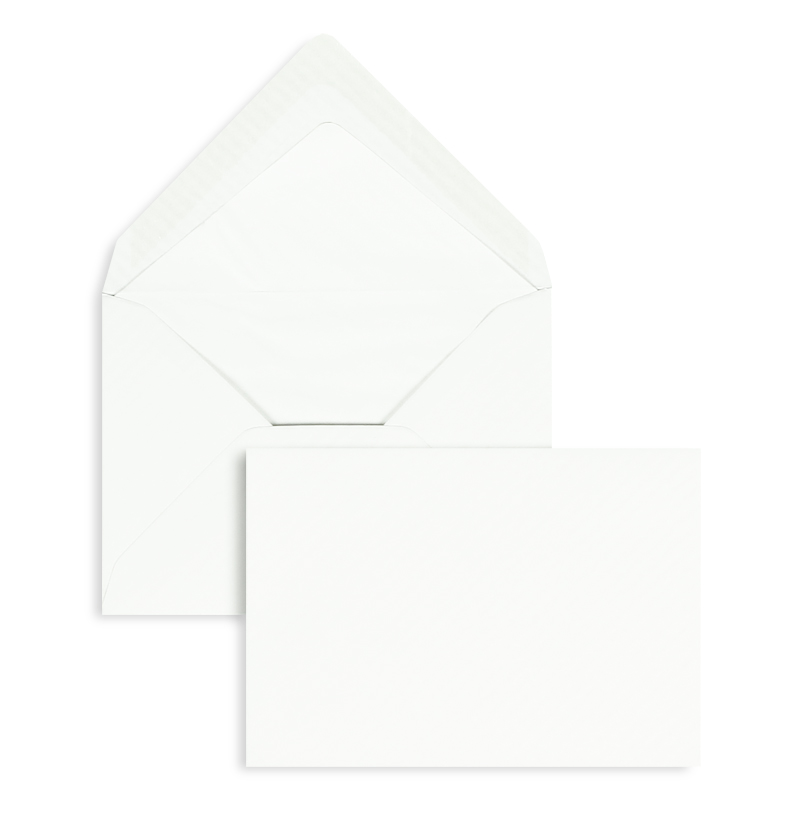 Briefumschläge, weiß ~125x176mm DIN B6, 100g/qm Classic Rib, ohne Fenster, Nassklebung, spitze Klappe, 100 Stück