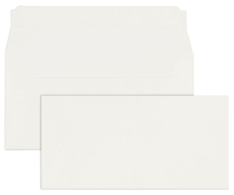 Briefumschläge weiß ~110x220mm DIN Lang 100g/m2 gerippt Paperado ohne Fenster Haftklebung gerade Klappe 100 Stk.