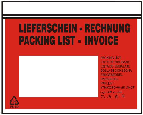 Begleitpapiertasche, DIN-C6, "Rechnung / Lieferschein", 250 Stück