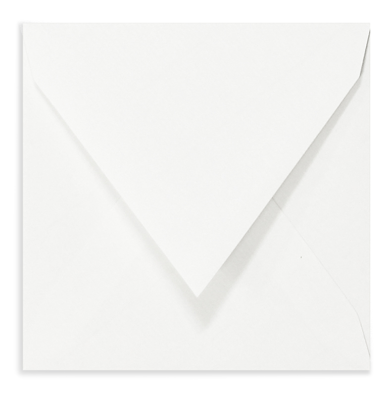 Briefumschläge, weiß naturweiß~120x120mm, 135 g/qm gerippt, ohne Fenster, Nassklebung, spitze Klappe, 100 Stück