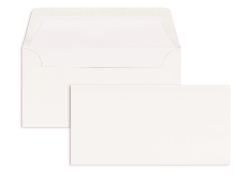 Briefumschläge weiß ~110x220mm DIN Lang 100g/m2 gerippt Paperado ohne Fenster Nassklebung gerade Klappe 100 Stk.