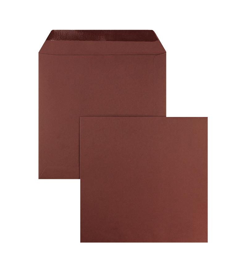 Briefumschläge, rot Weinrot~170x170mm, 120g/m2 Offset, ohne Fenster, Nassklebung, gerade Klappe, 100 Stück