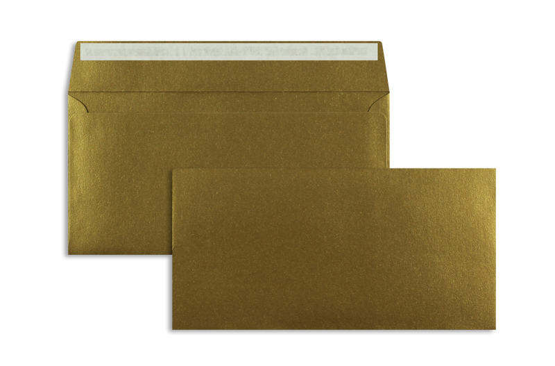 Briefumschläge gold Antikgold~110x220mm DIN Lang 120g/m2 Stardream ohne Fenster Haftklebung gerade Klappe 100 Stk.
