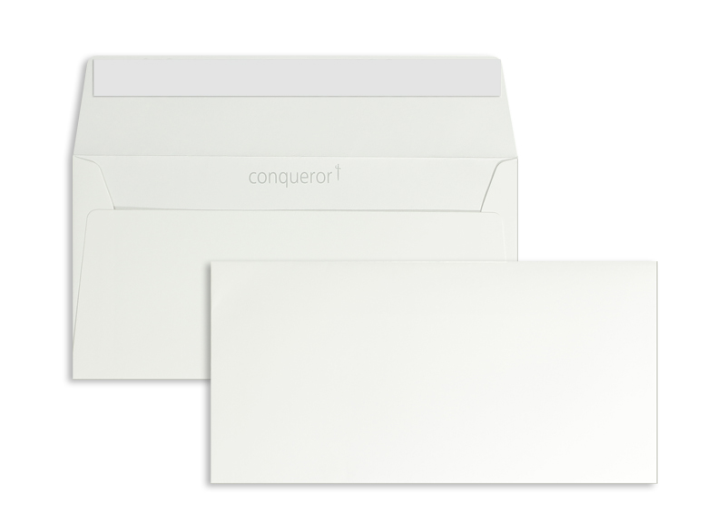 Briefumschläge weiß ~110x220mm DIN Lang 120g/m2 Conqueror Smooth/Glatt ohne Fenster Haftklebung gerade Klappe 500 Stk.