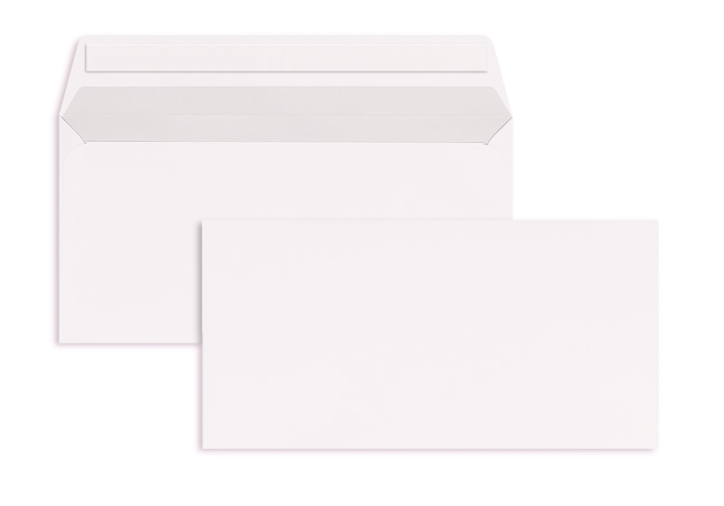 Briefumschläge weiß Hochweiß~110x220mm DIN Lang 120g/m2 Offset ohne Fenster Haftklebung gerade Klappe 500 Stk.