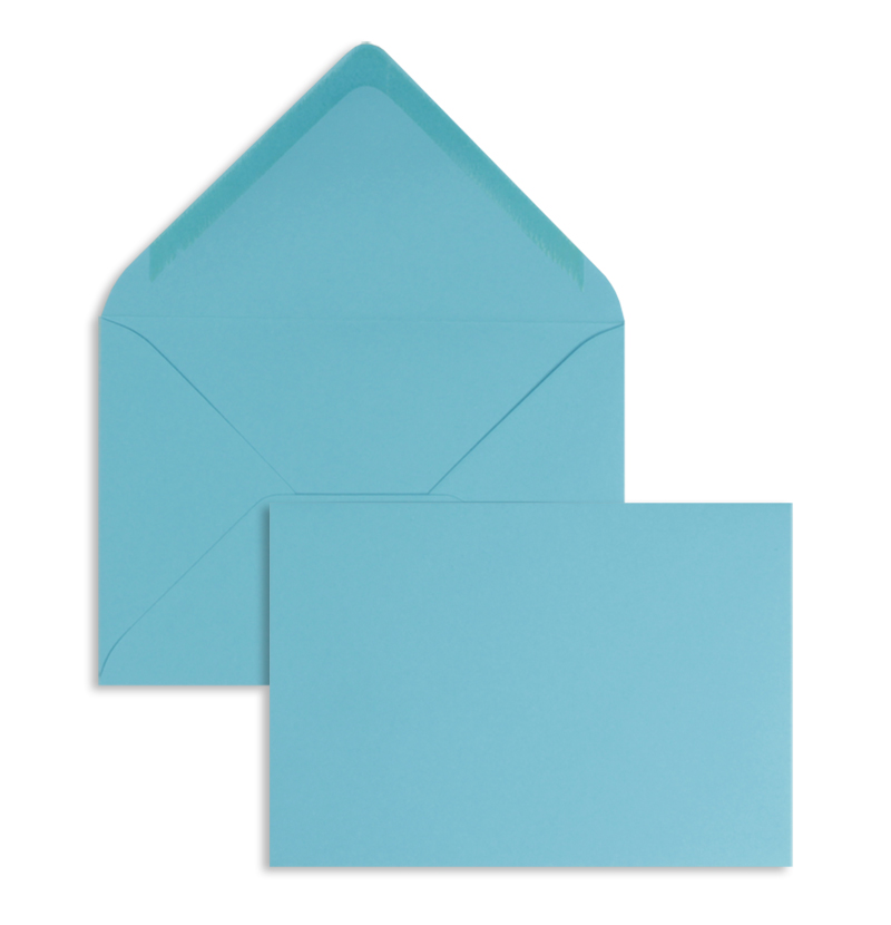 Briefumschläge, blau Karibik~81x114mm DIN C7, 120g/qm Offset, ohne Fenster, Nassklebung, spitze Klappe, 100 Stück