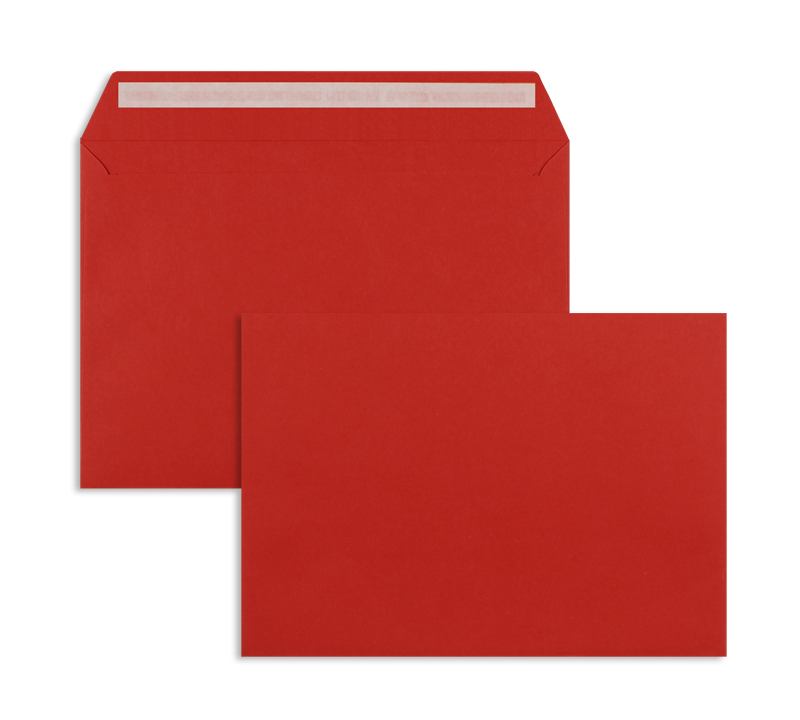 Briefumschläge rot Intensivrot~162x229mm DIN C5 120g/qm Offset ohne Fenster Haftklebung gerade Klappe 100 Stk.