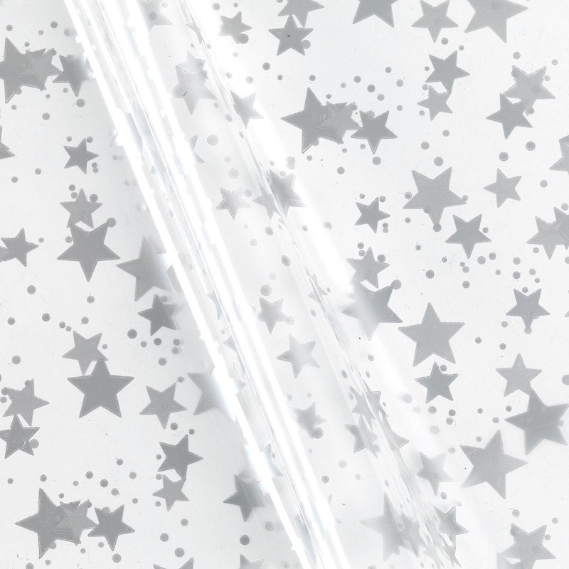 Klarsichtbeutel Sterne Silber 1er 50x18 cm