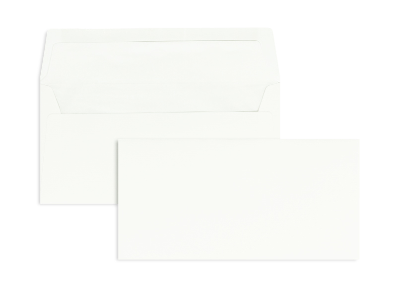 Briefumschläge weiß ~110x220mm DIN Lang 120g/qm Conqueror Texture ohne Fenster Nassklebung gerade Klappe 100 Stk.