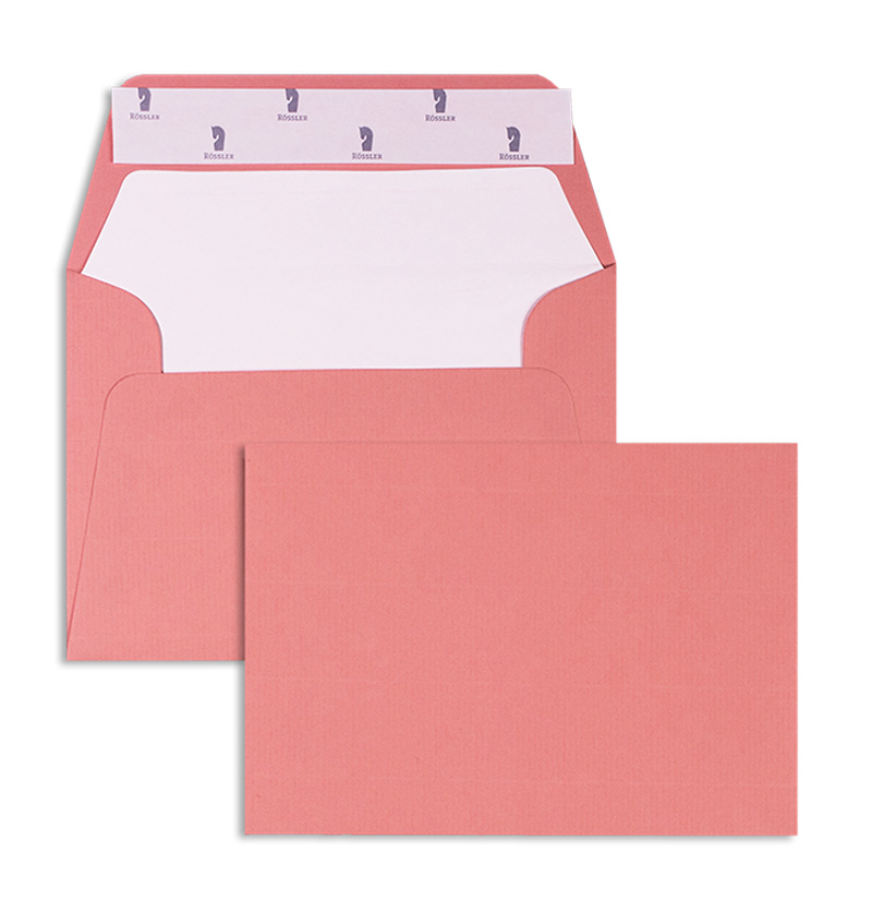 Briefumschläge rosa Koralle~125x176mm DIN B6 100g/qm gerippt Paperado ohne Fenster Haftklebung gerade Klappe 100 Stk.