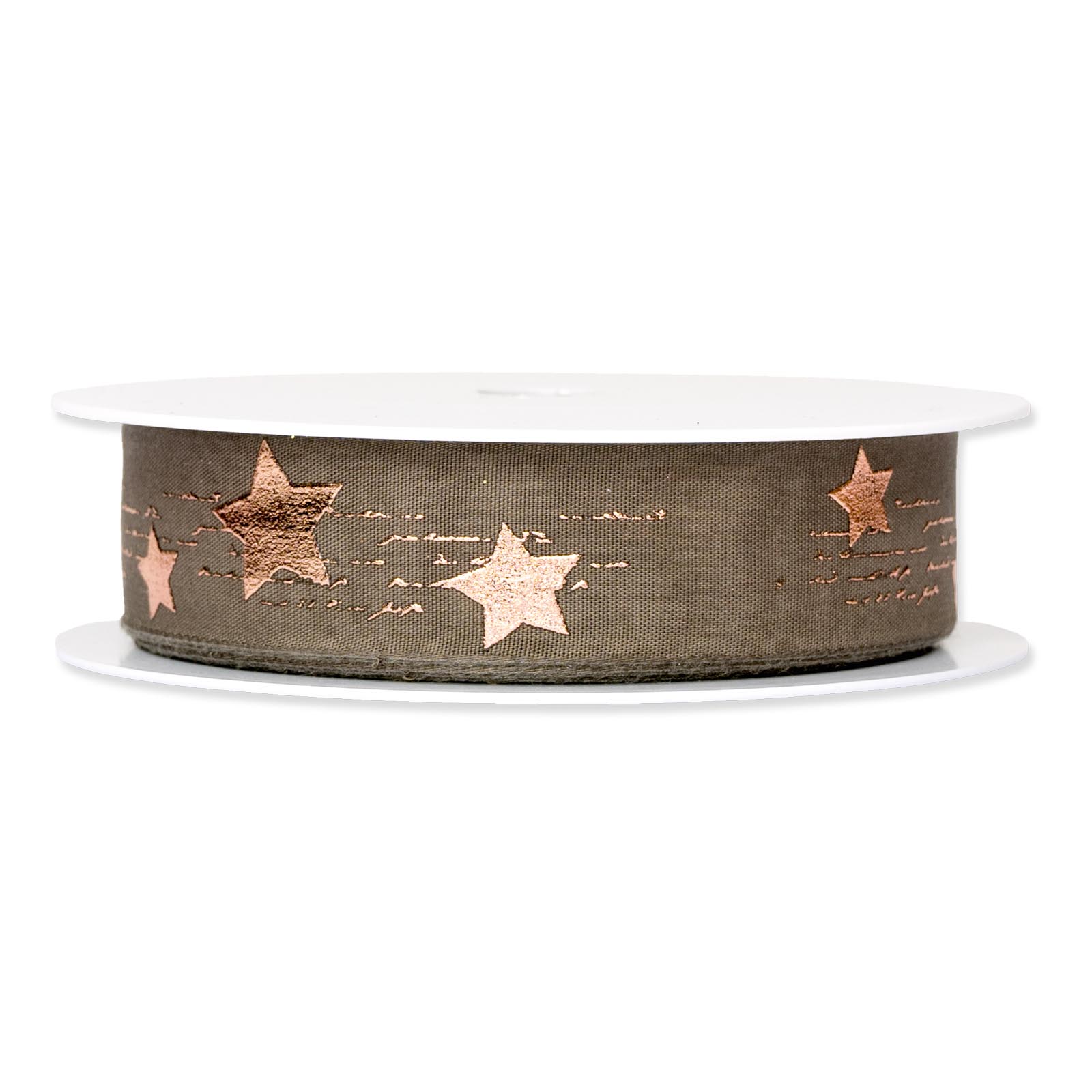 Geschenkband Metallic Star Braun/Roségold, 25mmx20m
