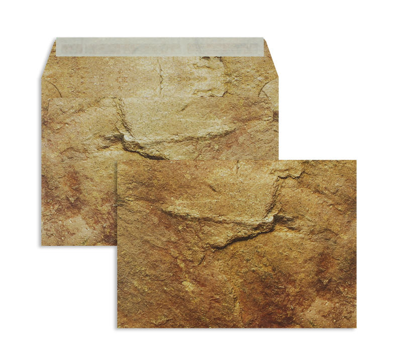 Briefumschläge braun Sandstein-Motiv~162x229mm DIN C5 135 g/m2 Offset ohne Fenster Haftklebung gerade Klappe 125 Stk.