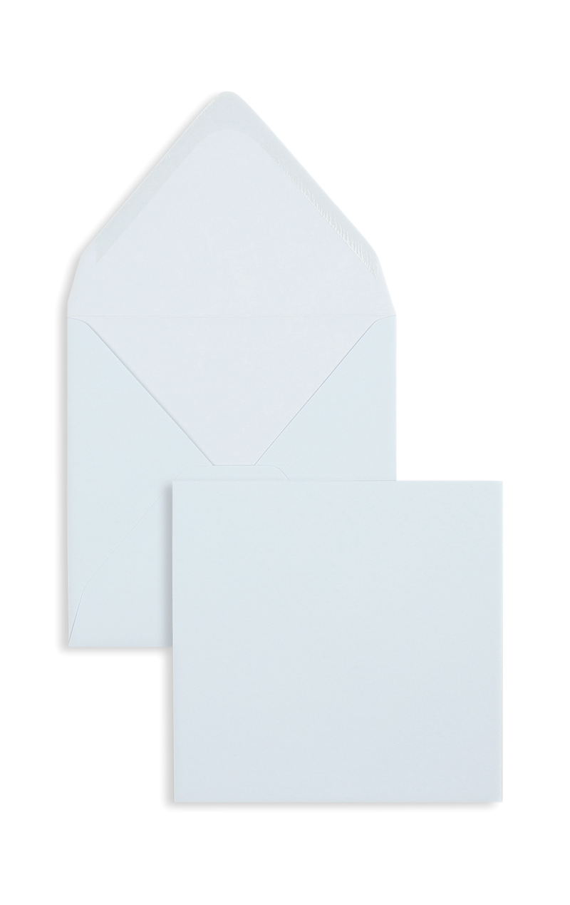 Briefumschläge, blau ~140x140mm, 135 g/m2 gerippt, ohne Fenster, Nassklebung, spitze Klappe, 100 Stück