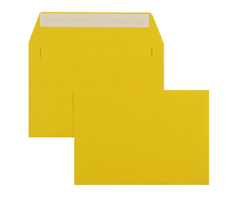Briefumschläge, gelb goldgelb~162x229mm DIN C5, 120g/qm Offset, ohne Fenster, Haftklebung, gerade Klappe, 100 Stück