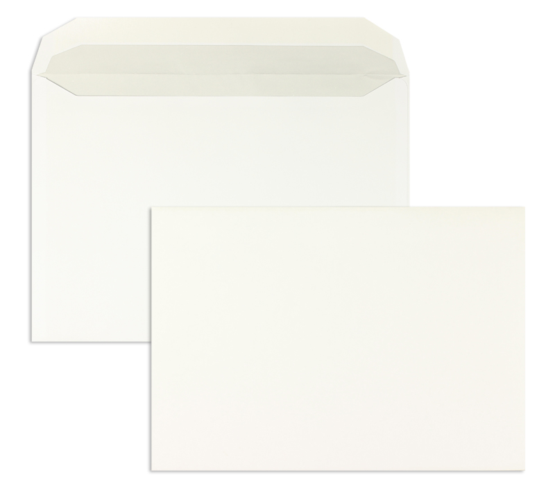 Kuvertierhüllen, weiß ~229x324mm DIN C4, 100g/qm Offset, ohne Fenster, Nassklebung, Trapezklappe, 250 Stück