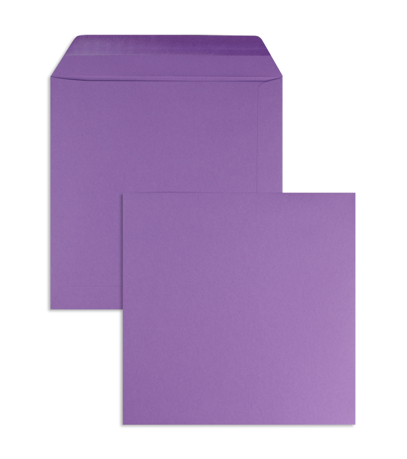 Briefumschläge violett Dunkelviolett~170x170mm 120g/m2 Offset ohne Fenster Nassklebung gerade Klappe 100 Stk.