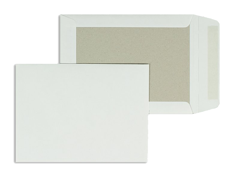 Papprückwandtaschen, weiß ~250x353mm DIN B4, 120g/qm Offset, ohne Fenster, Nassklebung, gerade Klappe, 100 Stück