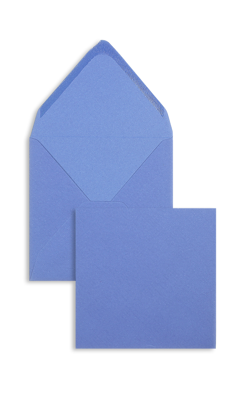 Briefumschläge, blau Natoblau~140x140mm, 120g/qm Velin, ohne Fenster, Nassklebung, spitze Klappe, 100 Stück