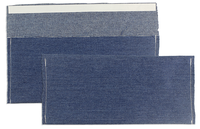 Textilbriefumschläge blau Jeans~110x220mm DIN Lang 240g/m2 Baumwolle ohne Fenster Haftklebung gerade Klappe 5 Stk.