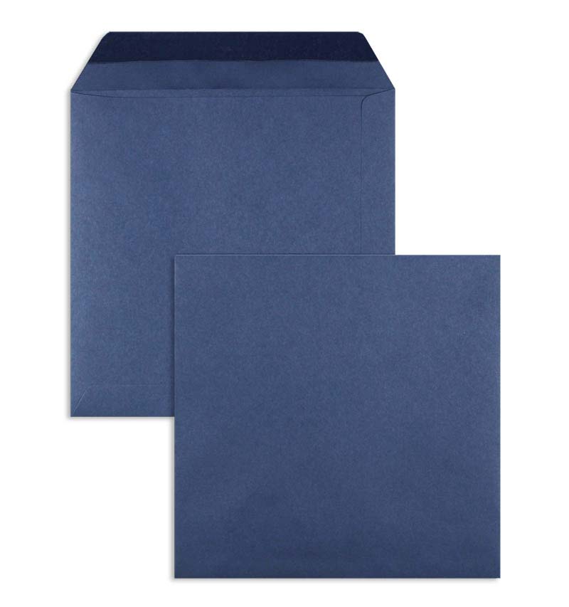 Briefumschläge, blau Nachtblau~170x170mm, 120g/m2 Offset, ohne Fenster, Nassklebung, gerade Klappe, 100 Stück