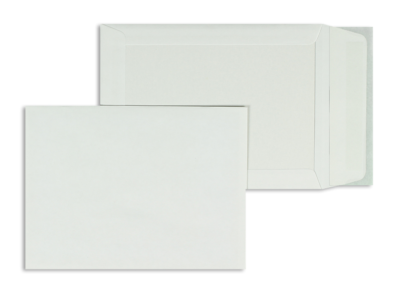 Papprückwandtaschen, weiß ~150x200mm, 120g/qm Offset, ohne Fenster, Haftklebung, gerade Klappe, 100 Stück