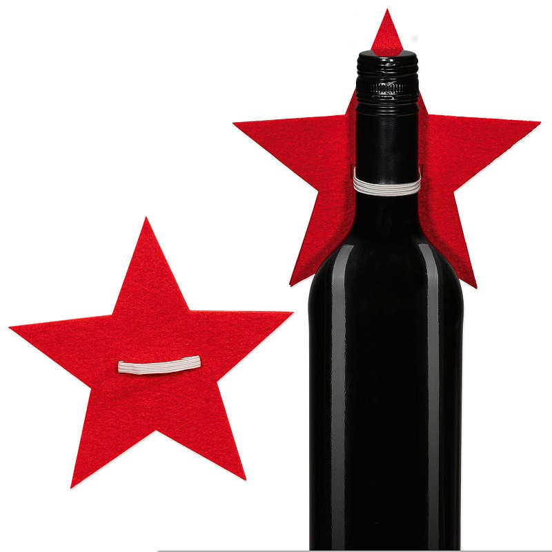 Stern mit Gummiband „Wein, Prosecco“ sortiert, Ø 14cm, Filz