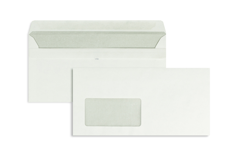 Briefumschläge, weiß ~110x220mm DIN Lang, 80g/m2 Recycling, mit Fenster, Selbstklebung, gerade Klappe, 1000 Stück