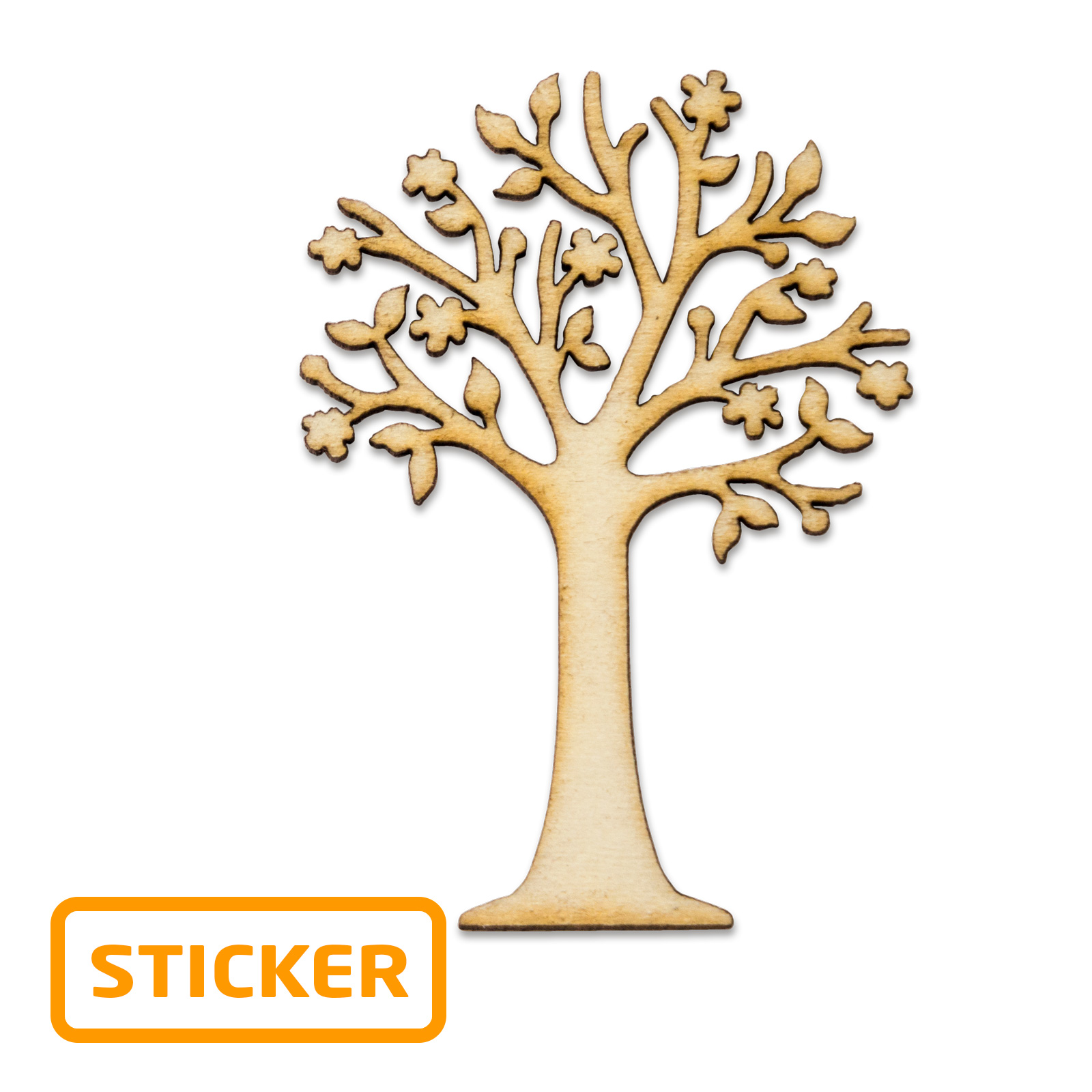 Holzsticker Baum,5x3cm, 6 Stück/Karte