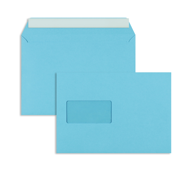 Briefumschläge blau Intensivblau~162x229mm DIN C5 120g/qm Offset Fenster Haftklebung gerade Klappe 500 Stk.