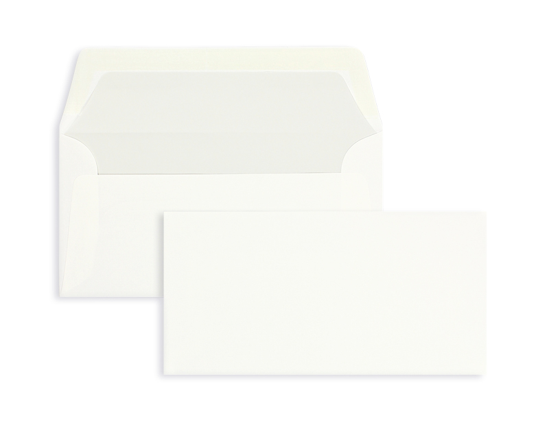 Briefumschläge weiß naturweiß~110x220mm DIN Lang 90g/m2 Leinen ohne Fenster Nassklebung gerade Klappe 100 Stk.